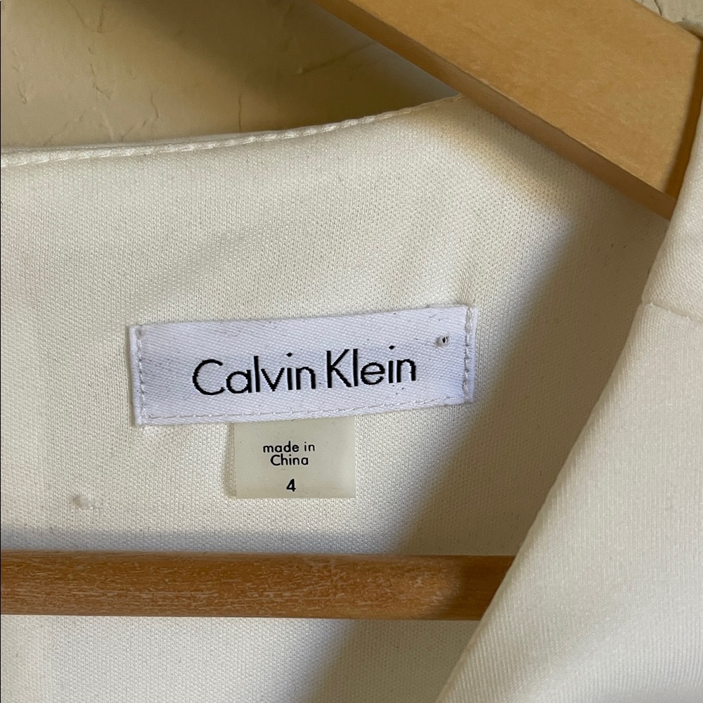 New! Calvin Klein Women's 4 Scuba Fit & Flare A Line Sleeveless White Dress - Picture 5 of 10